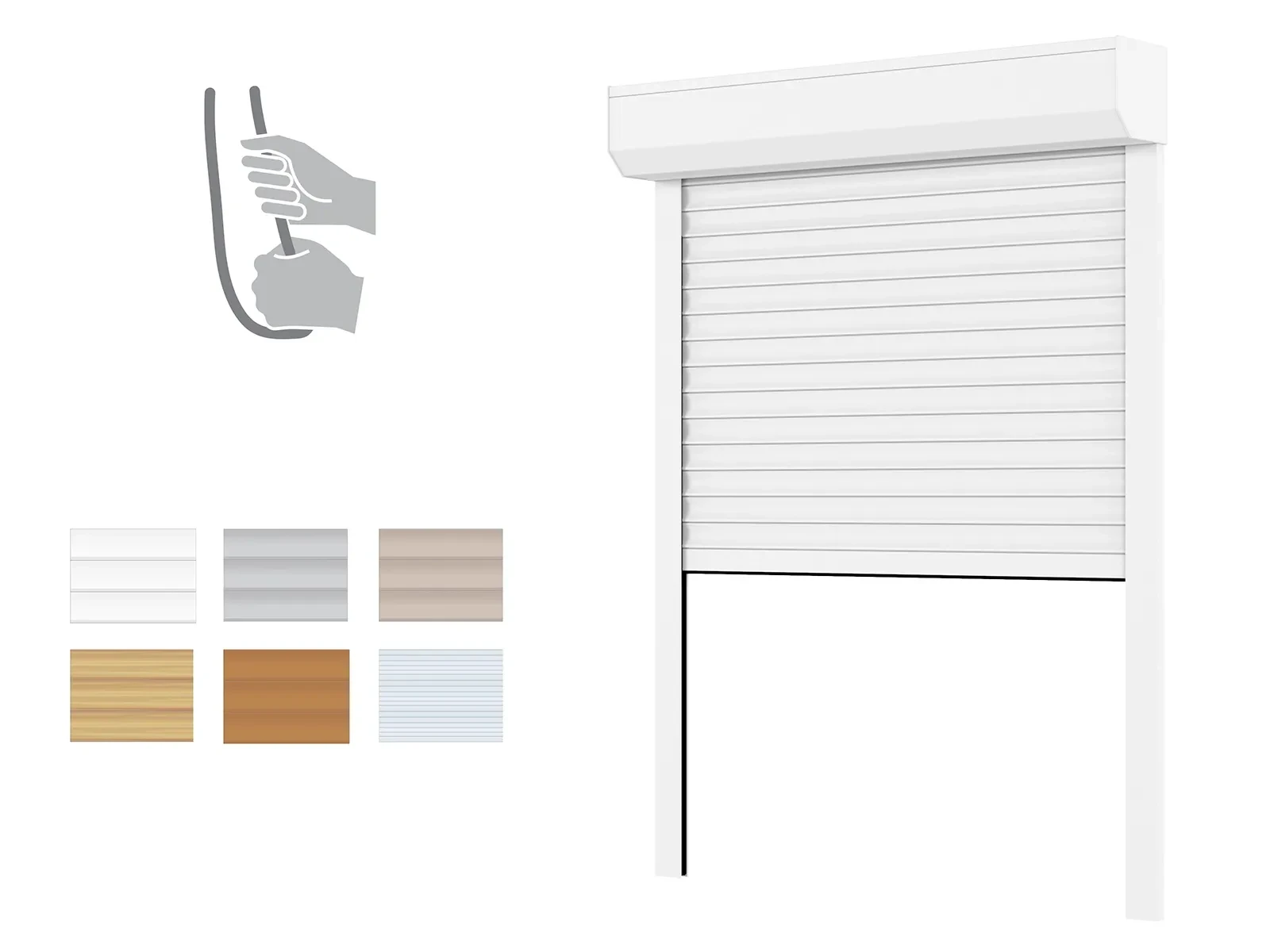 Plastové rolety - hliníkový BOX 137mm - výška do 1470mm - RUČNÉ OVLÁDANIE