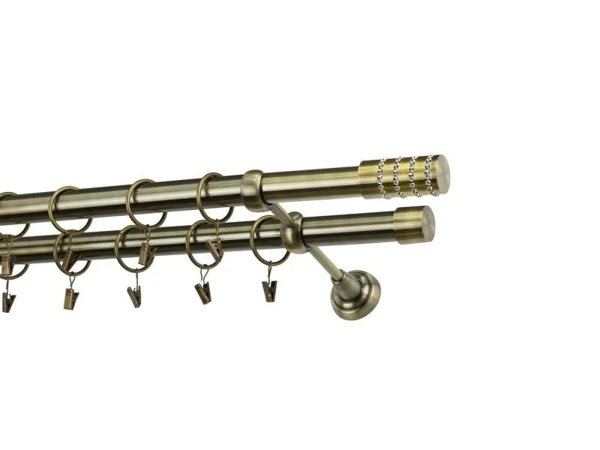 Garniža 25x25mm - 2rady - CYLINDER CRYSTAL - antik