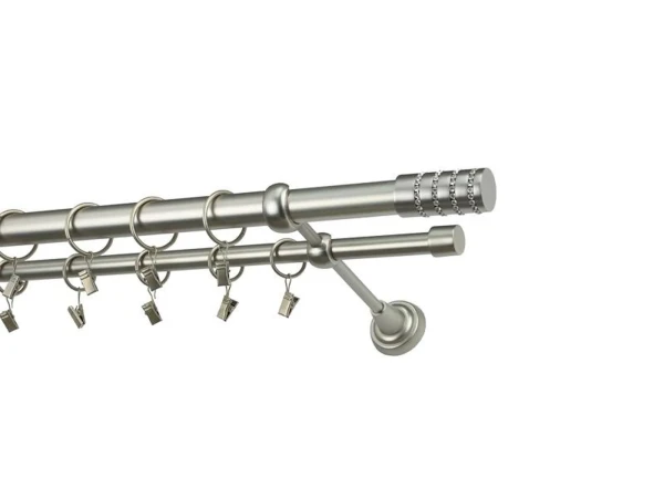 Garniža 25x16mm - 2rady - CYLINDER CRYSTAL - satin